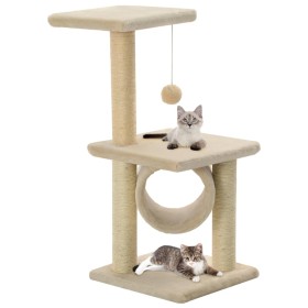 Rascador para gatos con poste rascador de sisal 65 cm