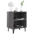 Mesita de noche con patas de metal gris brillo 40x30x50