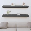 Estantes de pared 2 uds madera maciza de pino gris 110x12x9 cm