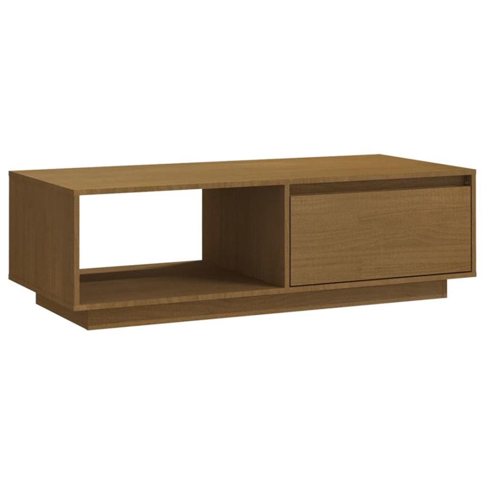 Mesa de centro de madera maciza pino marrón miel 110x50x33,5