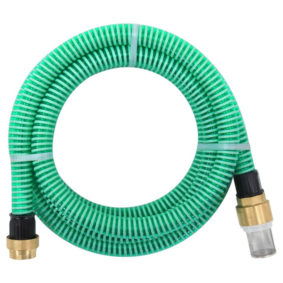 Manguera de succión con conectores de latón PVC verde 29 mm 5