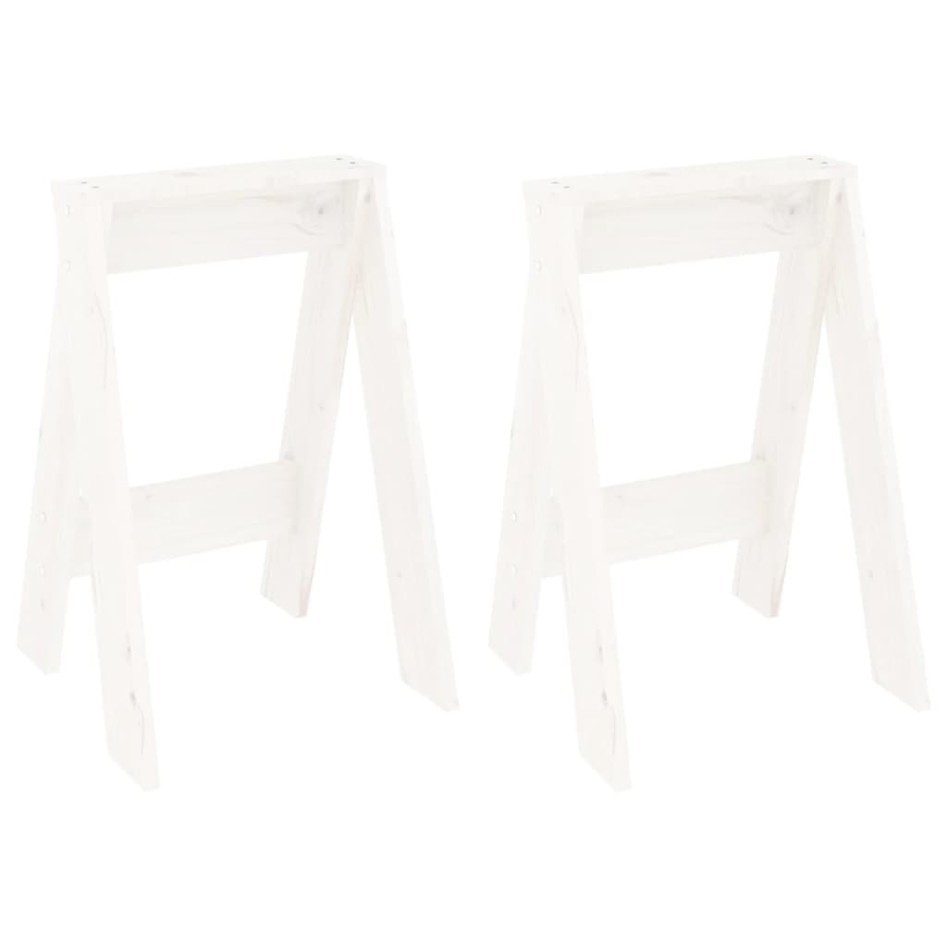 Taburetes 2 unidades madera maciza de pino blanco 40x40x60