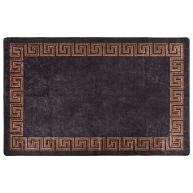 Alfombra lavable antideslizante negro y dorado 80x150