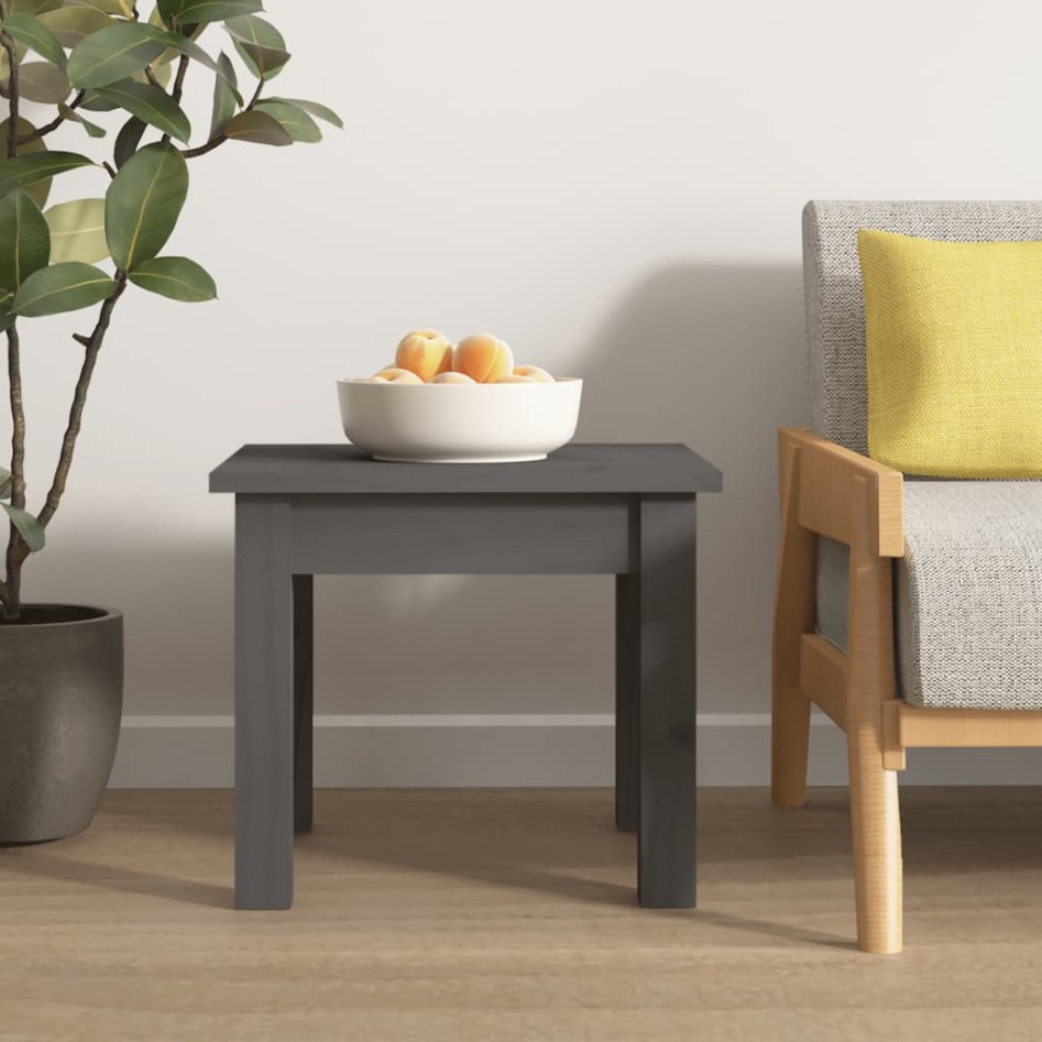 Mesa de centro de madera maciza de pino gris 35x35x30