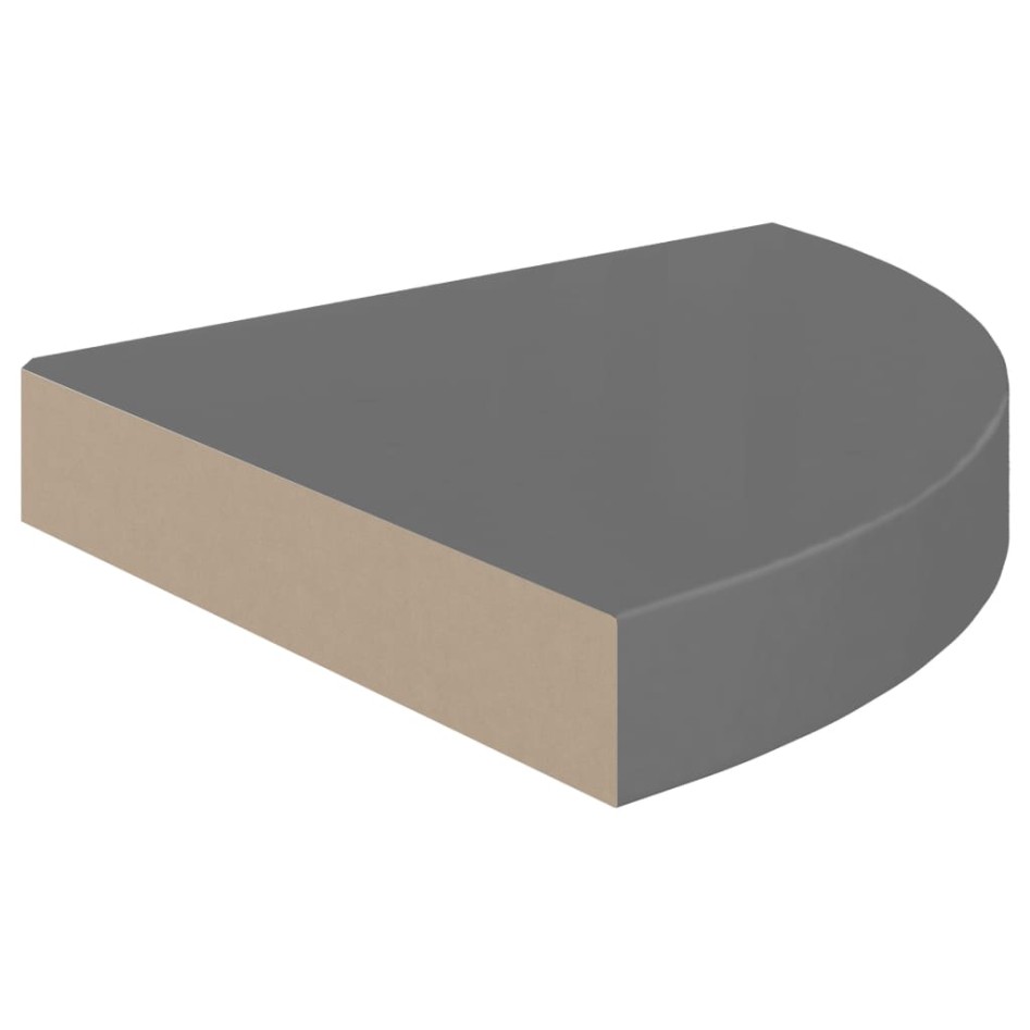 Estante flotante de pared 4 uds MDF gris brillo 25x25x3,8