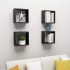 Estante cubo pared 4 uds negro 30x15x30