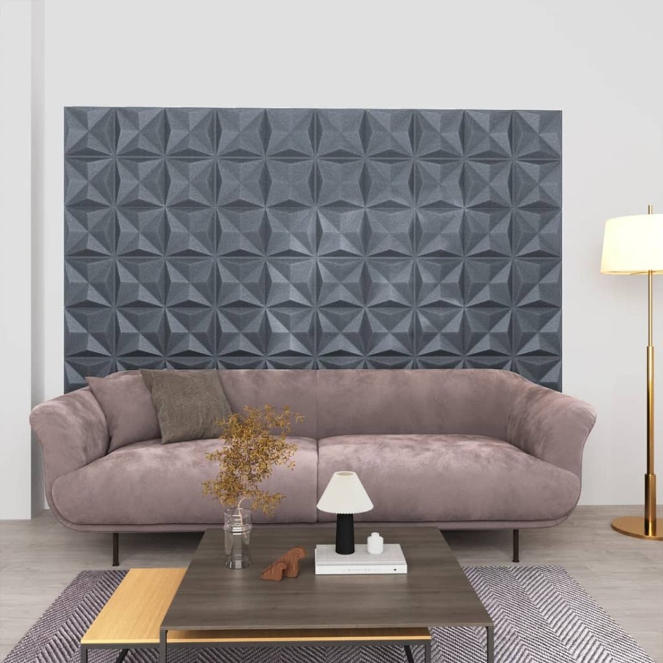 Paneles de pared 3D 12 unidades gris origami 3 m² 50x50