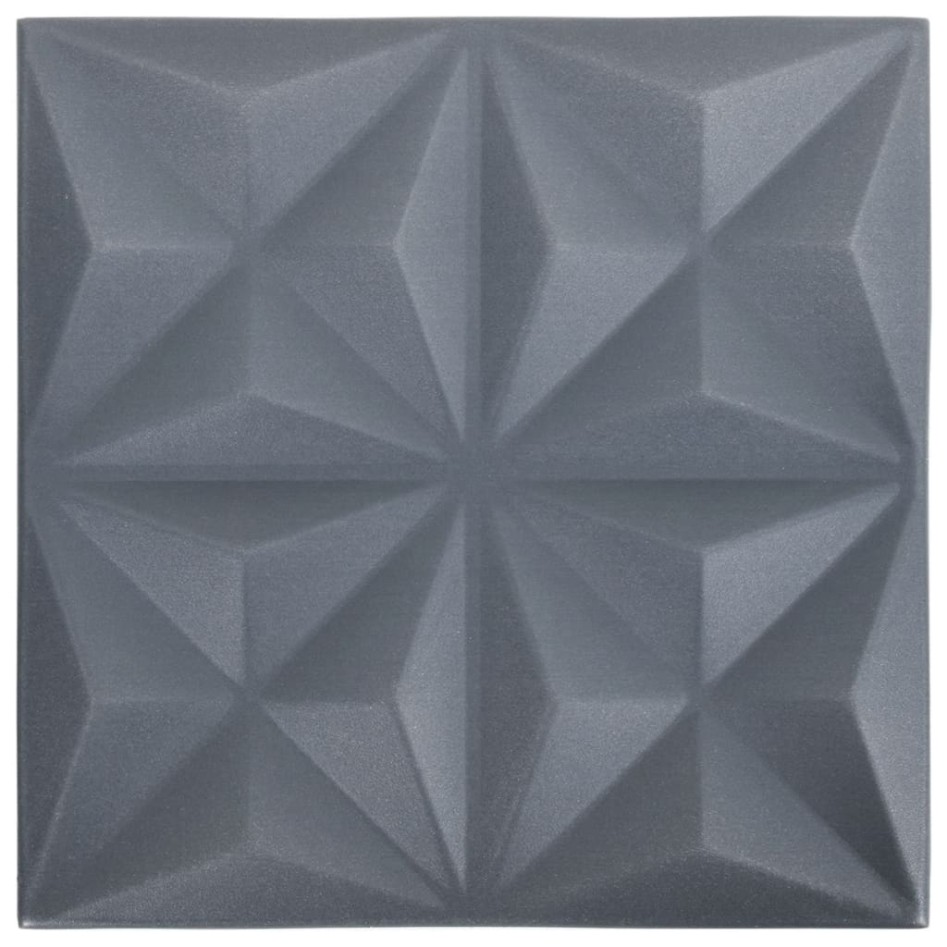 Paneles de pared 3D 12 unidades gris origami 3 m² 50x50
