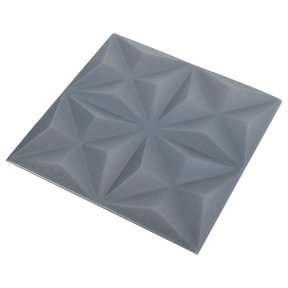 Paneles de pared 3D 12 unidades gris origami 3 m² 50x50