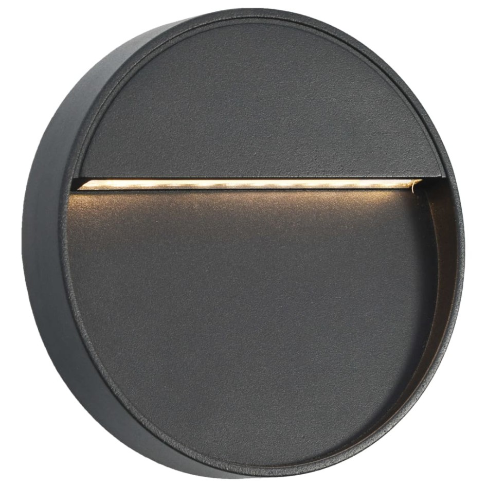 Lámparas LED de pared para jardín 2 unidades redonda negra 3