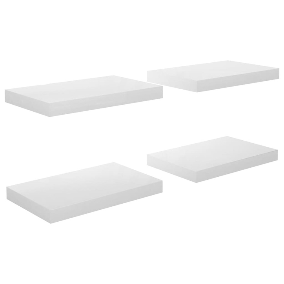 Estante flotante de pared 4 uds MDF blanco brillo 40x23x3,8