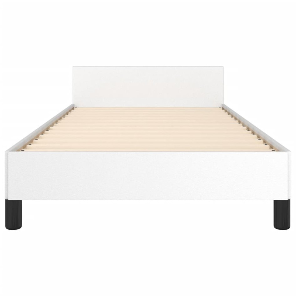 Estructura de cama cabecero cuero sintético blanco 100x200