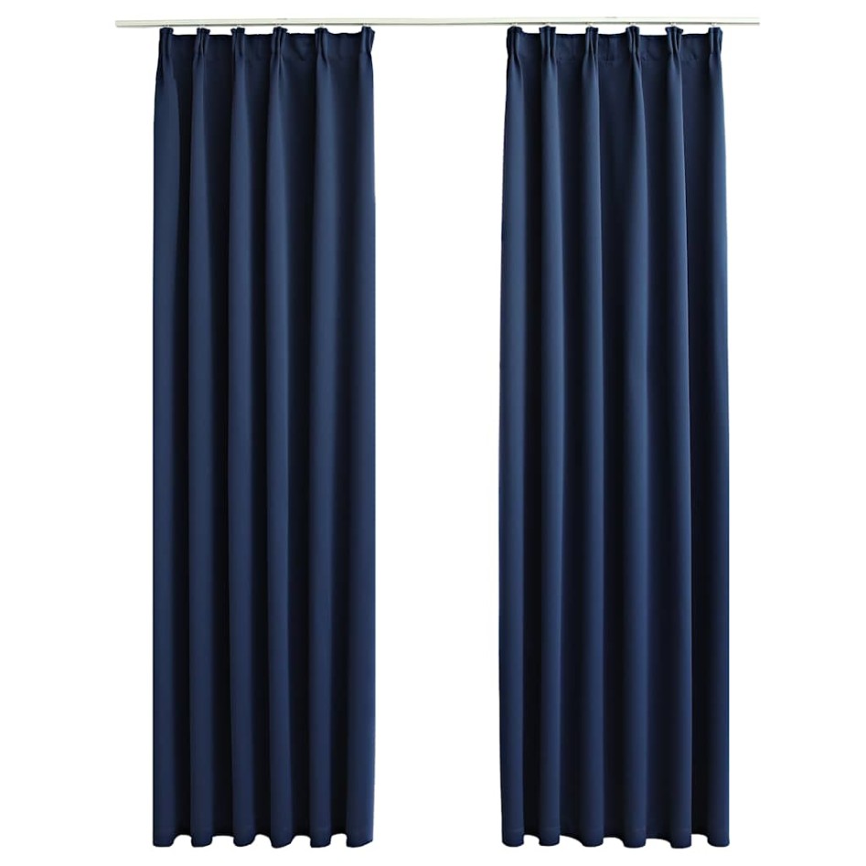 Cortinas opacas con ganchos 2 piezas azul 140x225