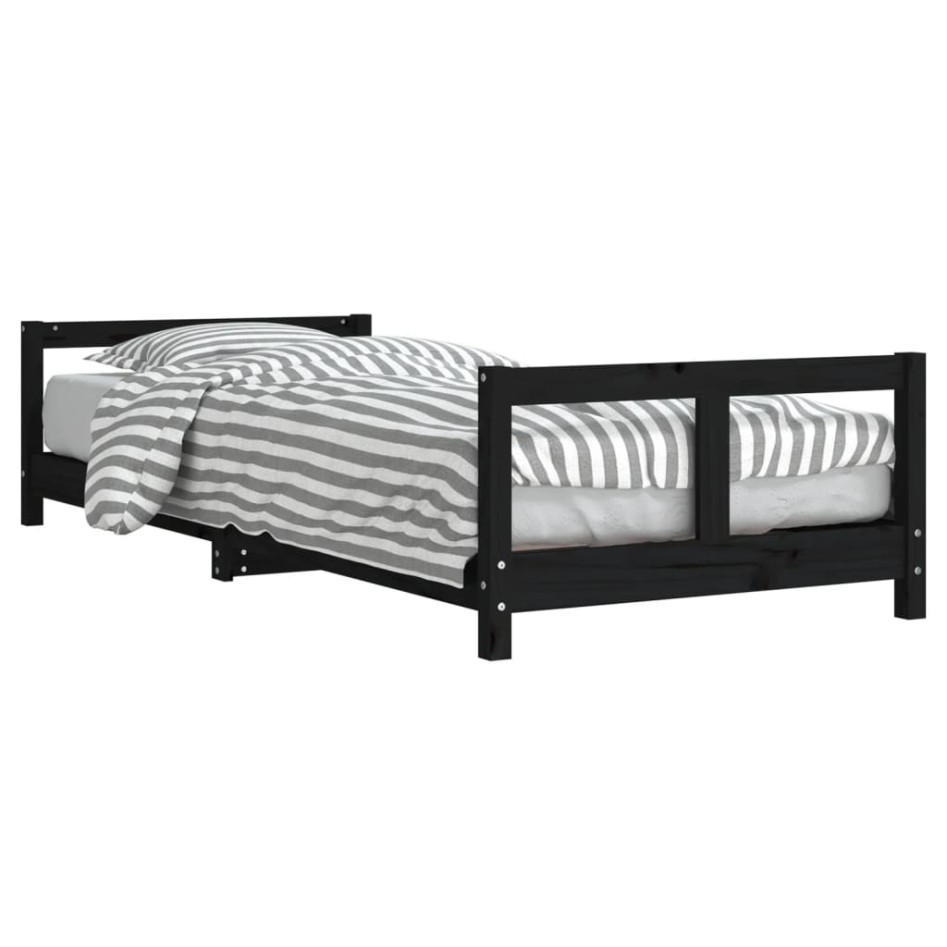 Estructura de cama para niños madera de pino negro 80x200