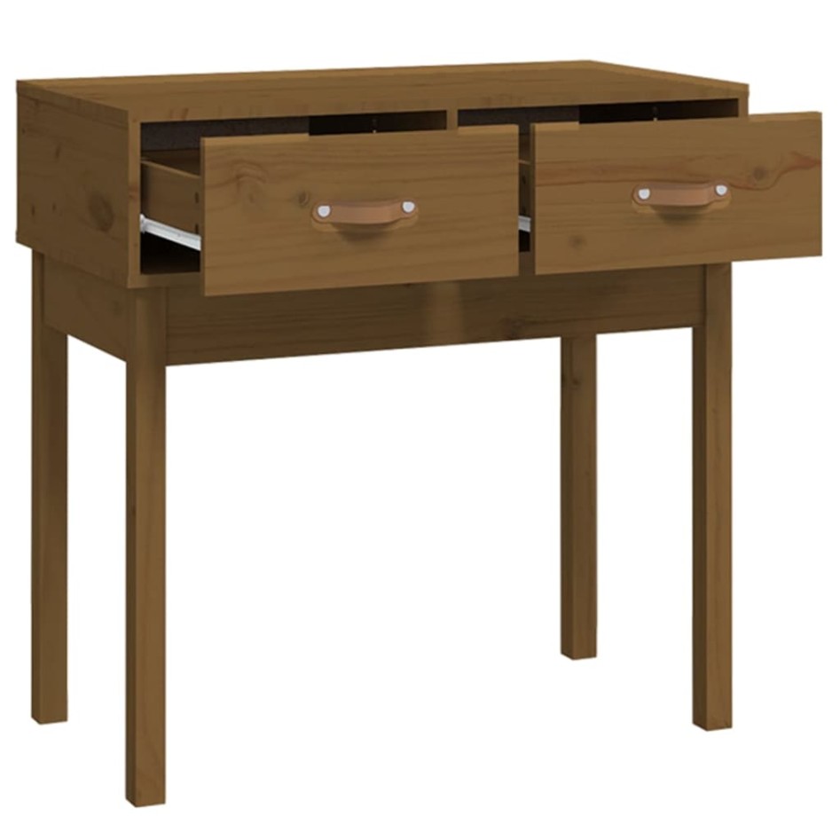 Mesa consola de madera maciza de pino marrón miel 76,5x40x75
