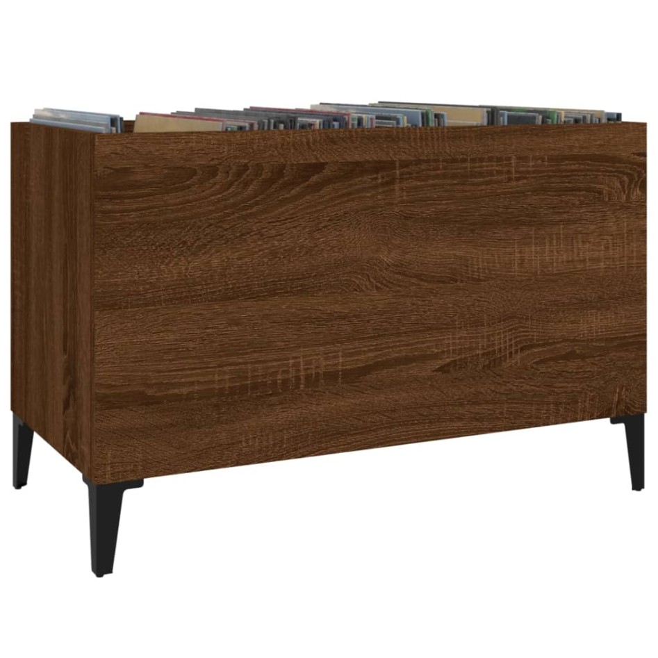 Mueble discos madera contrachapada roble marrón 74,5x38x48