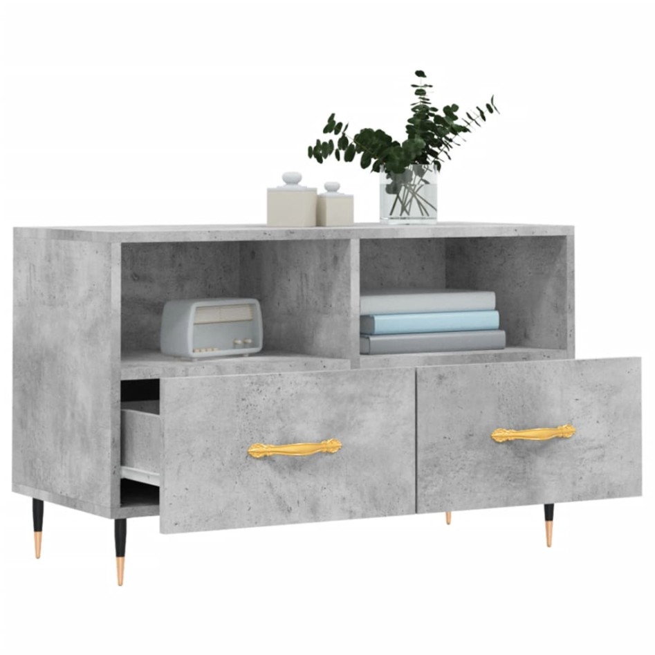 Mueble para TV madera contrachapada gris hormigón 80x36x50