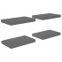 Estantes flotantes de pared 4 uds MDF gris brillo 40x23x3,8