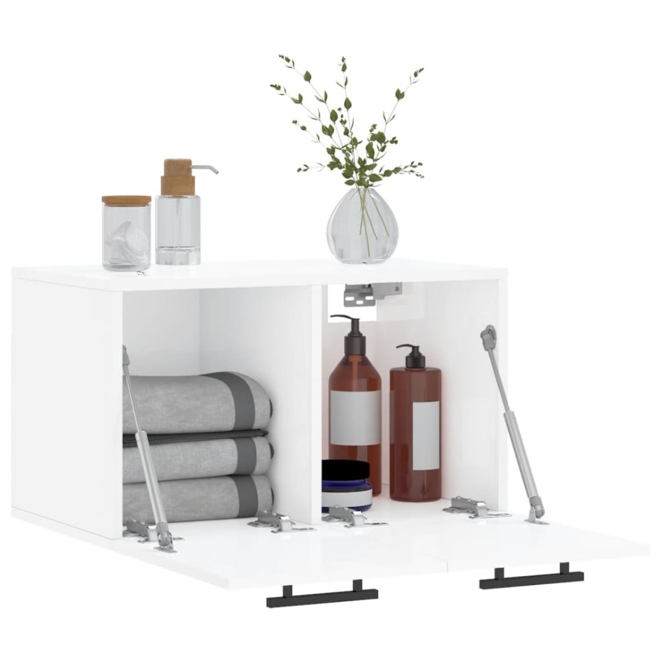 Armario pared madera contrachapada blanco brillo 60x36,5x35