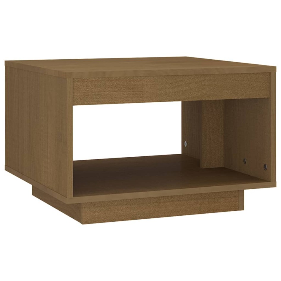 Mesa de centro madera maciza de pino marrón miel 50x50x33,5