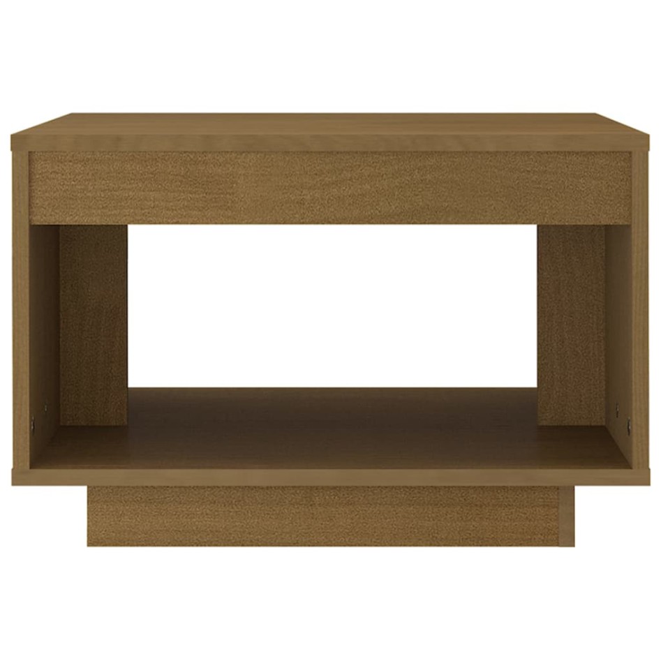 Mesa de centro madera maciza de pino marrón miel 50x50x33,5
