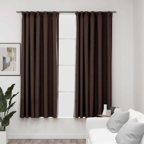 Cortinas opacas ganchos look de lino 2 pzs gris taupe