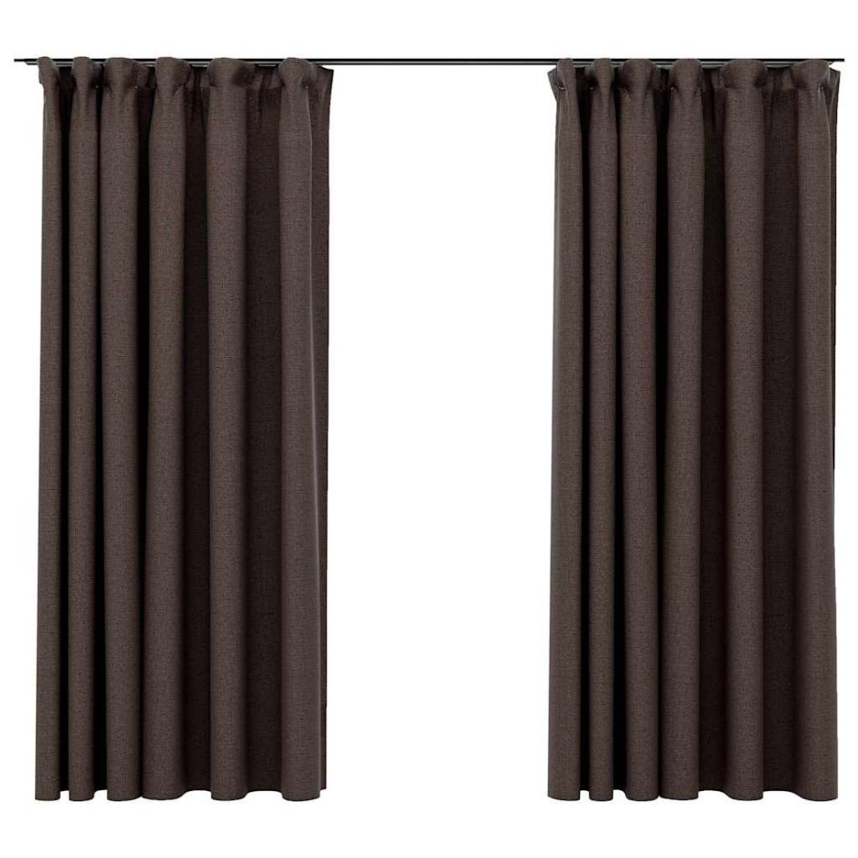 Cortinas opacas ganchos look de lino 2 pzs gris taupe
