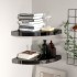Estante flotante esquina 2 uds MDF negro brillante 35x35x3,8