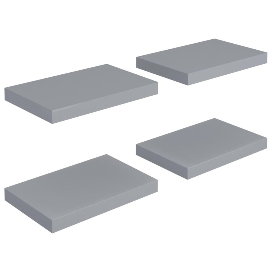 Estantes flotantes de pared 4 uds gris MDF 40x23x3,8
