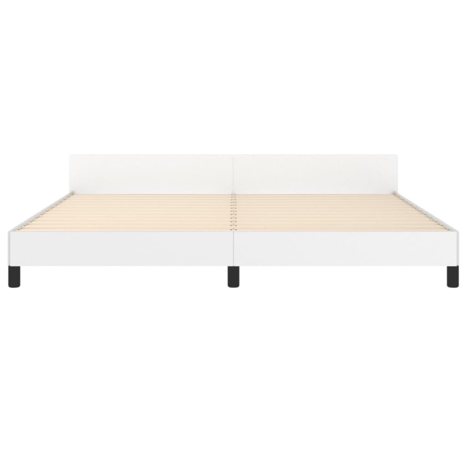 Estructura de cama cabecero cuero sintético blanco 200x200