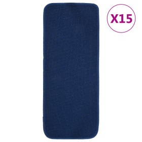 Alfombrilla de escalera 15 uds azul marino rectangular 60x25