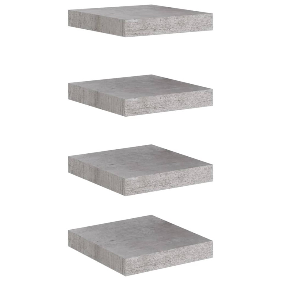 Estante flotante pared 4 uds MDF gris hormigón 23x23,5x3,8