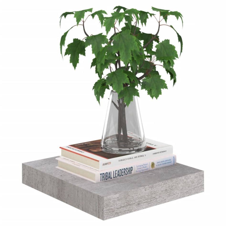 Estante flotante pared 4 uds MDF gris hormigón 23x23,5x3,8