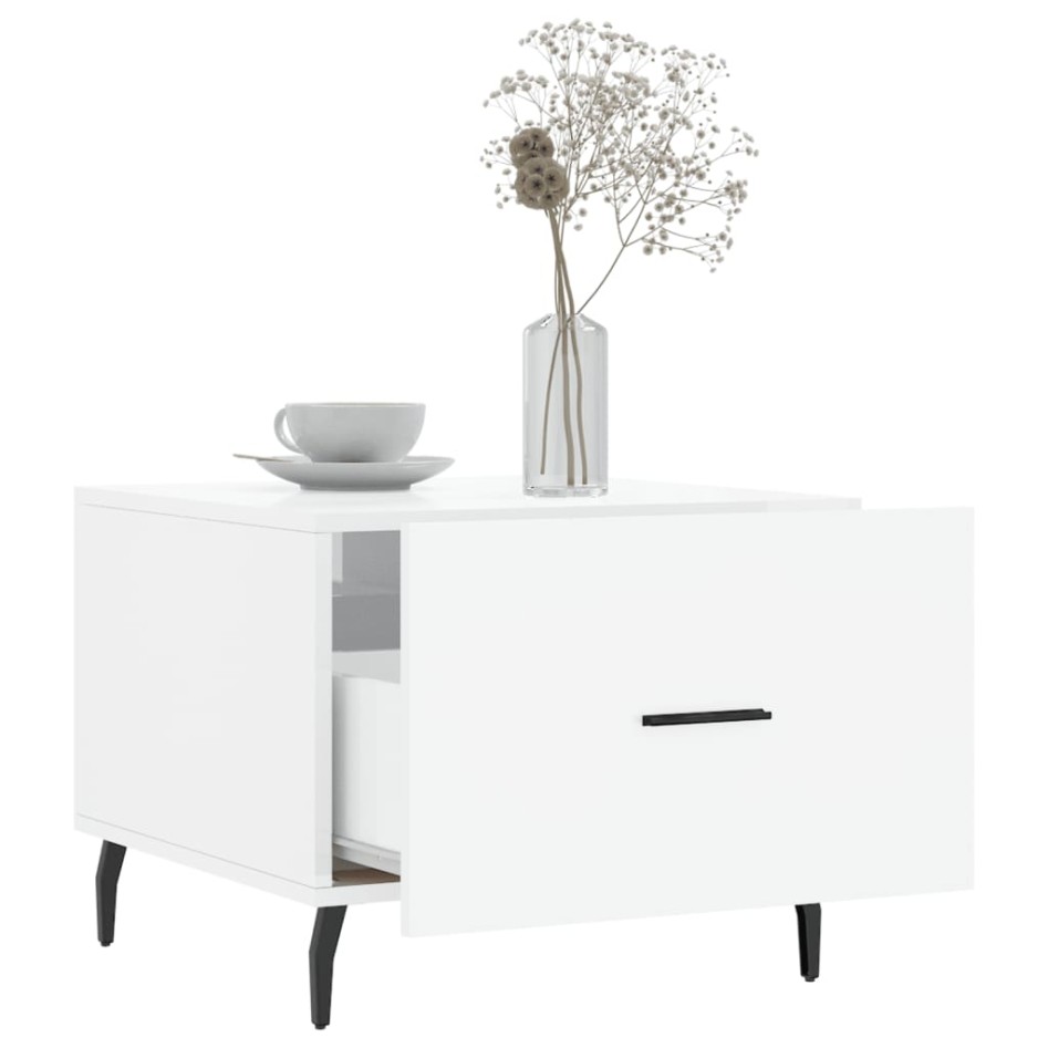 Mesa de centro madera de ingeniería brillo blanco 50x50x40