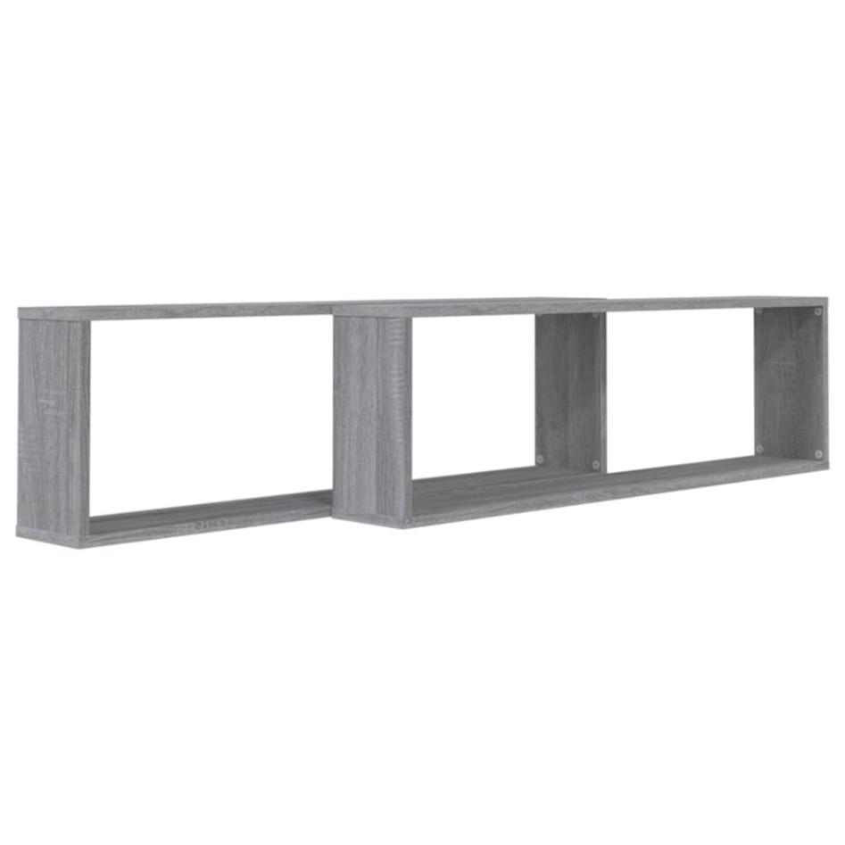 Estante cubo pared 2 uds contrachapada gris Sonoma 100x15x30
