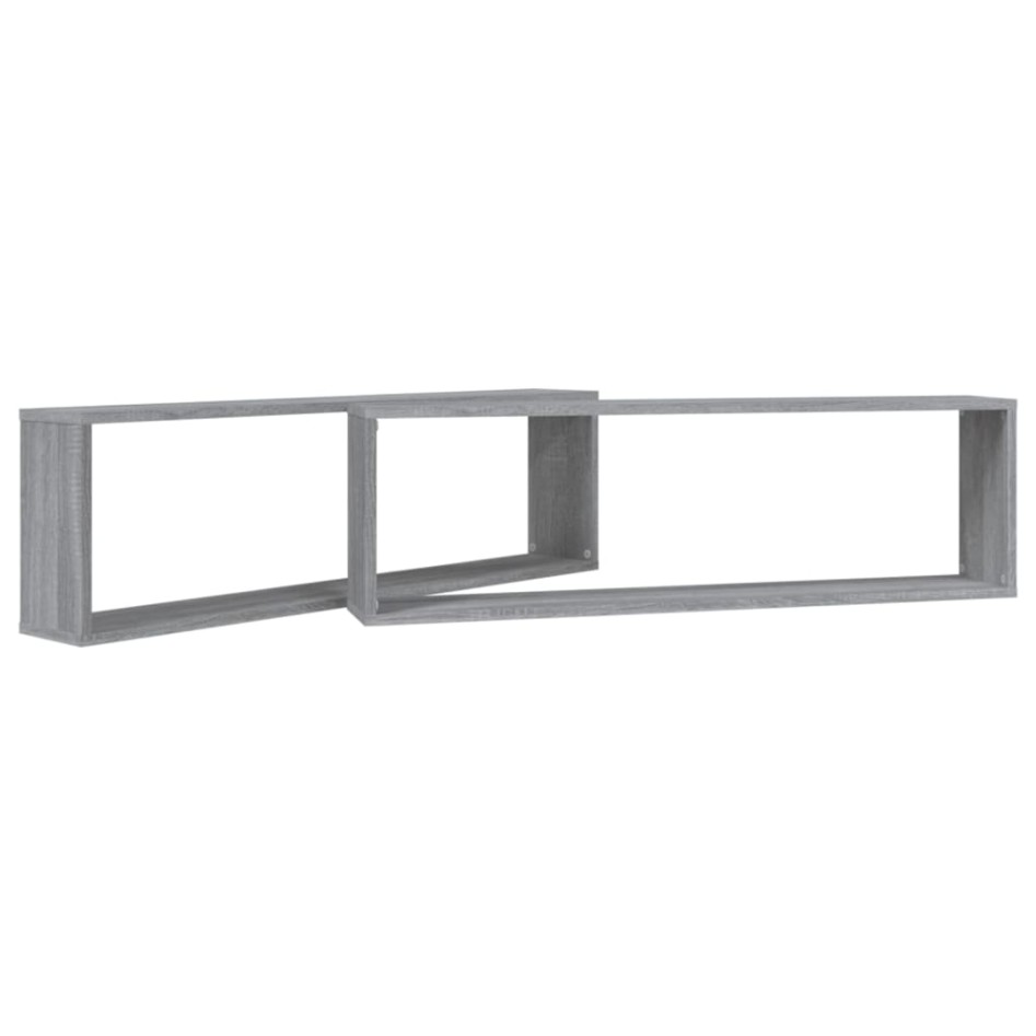 Estante cubo pared 2 uds contrachapada gris Sonoma 100x15x30