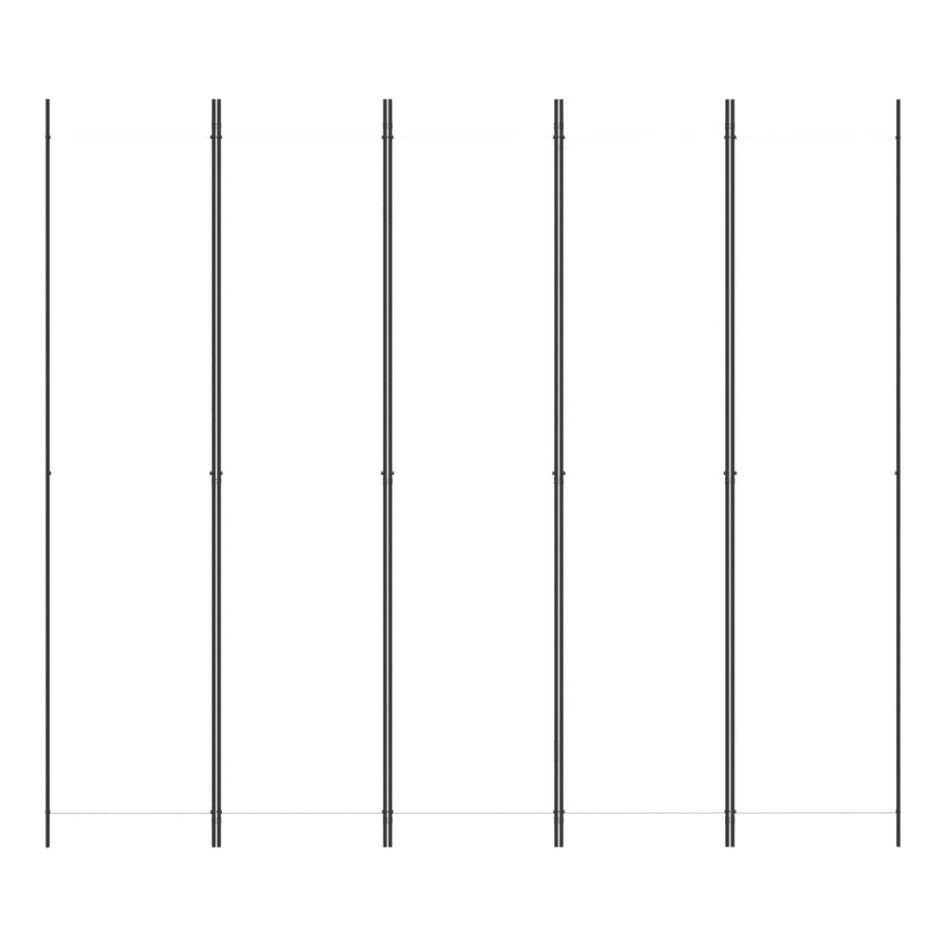 Biombo divisor de 5 paneles de tela blanco 250x220