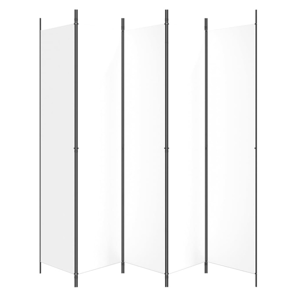 Biombo divisor de 5 paneles de tela blanco 250x220