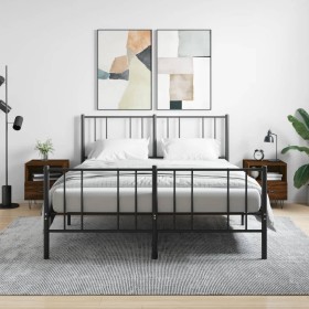 Mesita noche 2 uds madera ingeniería marrón roble 40x35x47,5