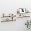 Estantes de pared 4 unidades blanco y roble Sonoma 80x9x3 cm
