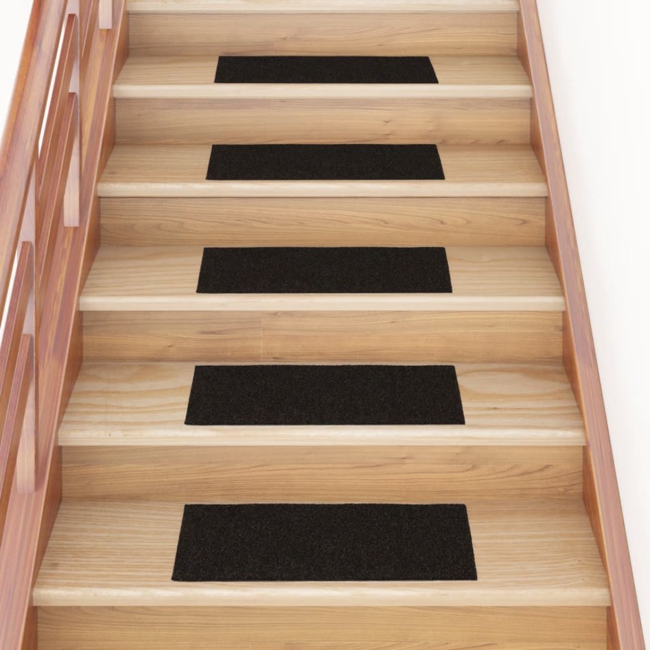 Alfombrilla autoadhesiva escalera 15 uds marrón oscuro 60x25