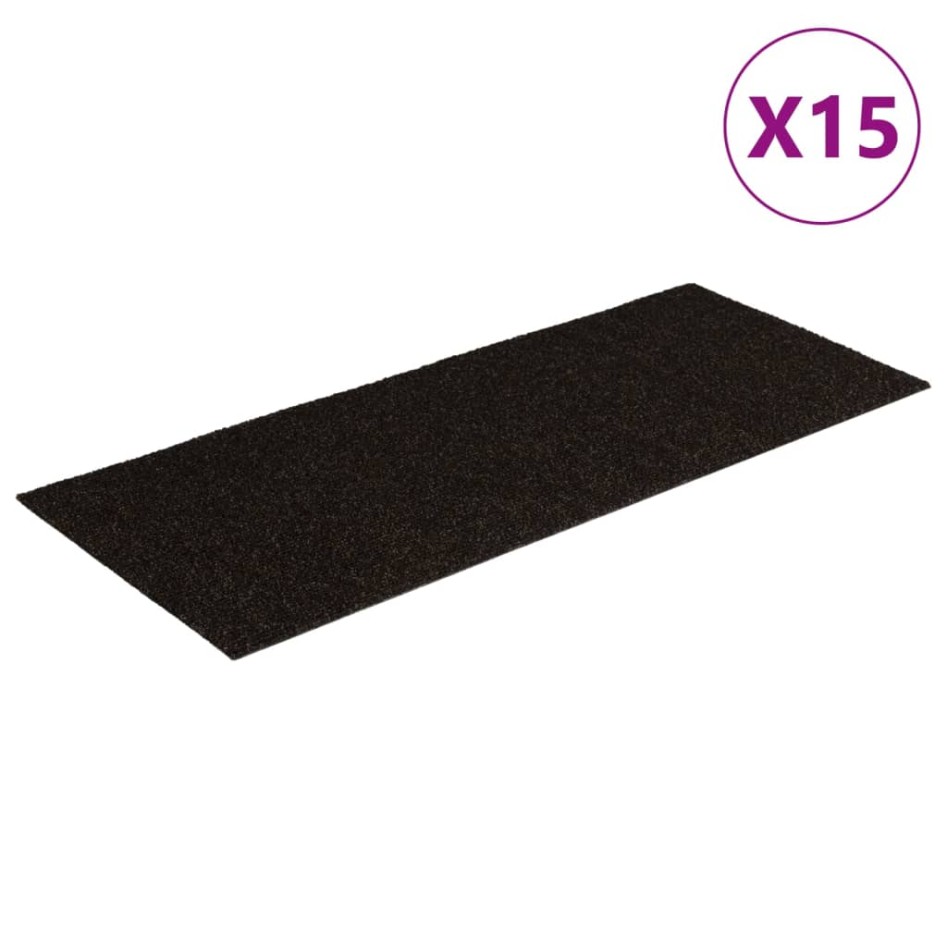 Alfombrilla autoadhesiva escalera 15 uds marrón oscuro 60x25