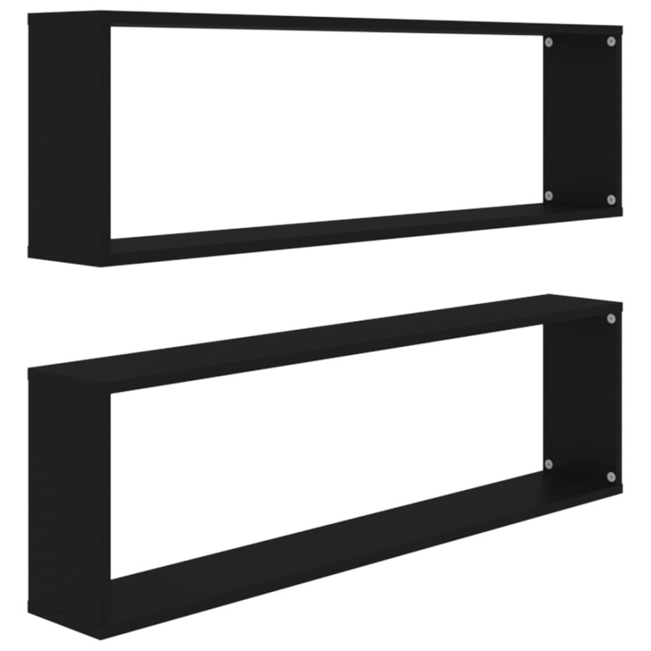 Estantes cubo de pared 2 uds contrachapado negro 100x15x30