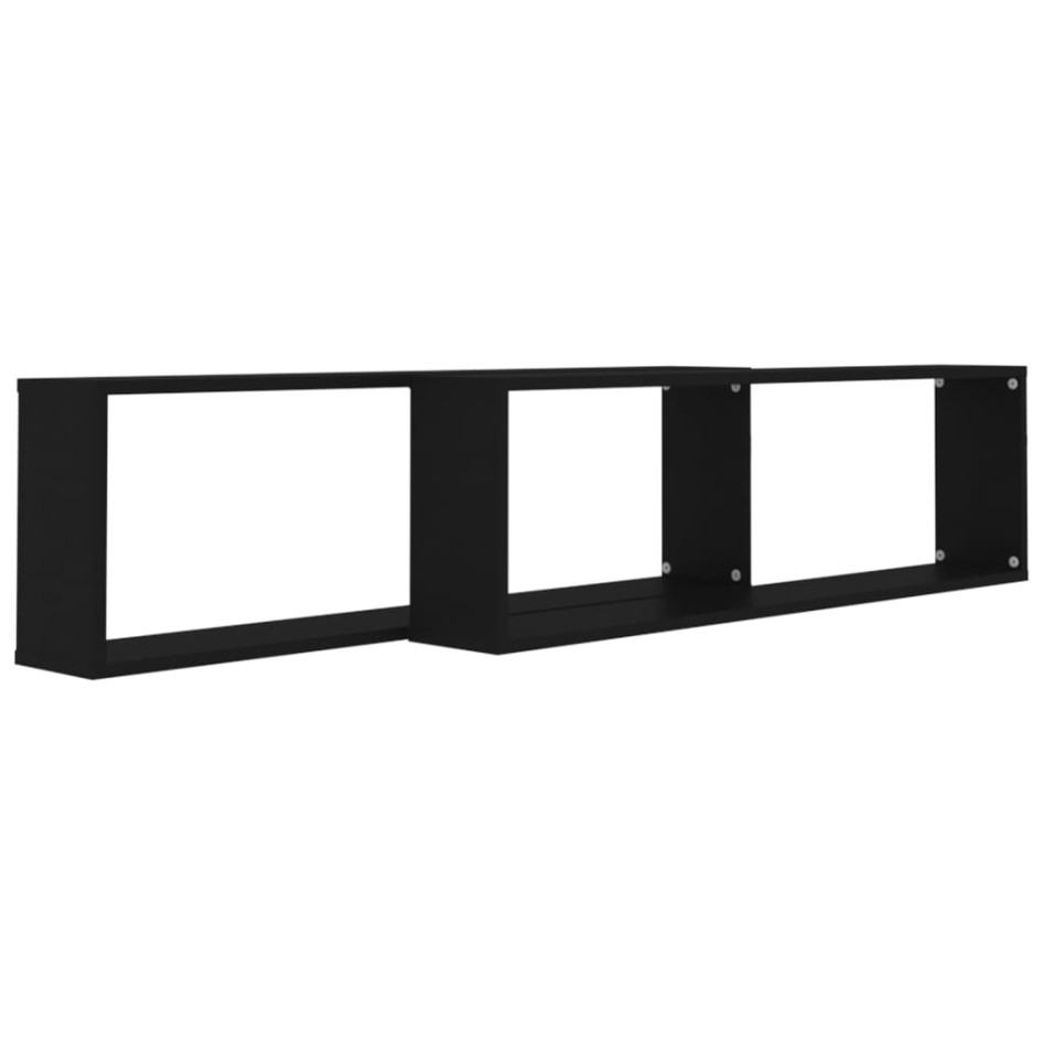 Estantes cubo de pared 2 uds contrachapado negro 100x15x30
