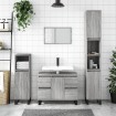 Armario de baño madera contrachapada gris Sonoma 30x30x100 cm