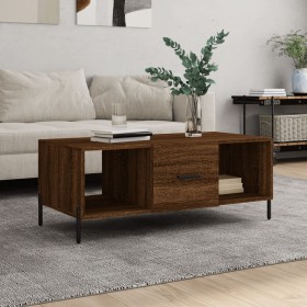 Mesa de centro madera contrachapada roble marrón 102x50x40