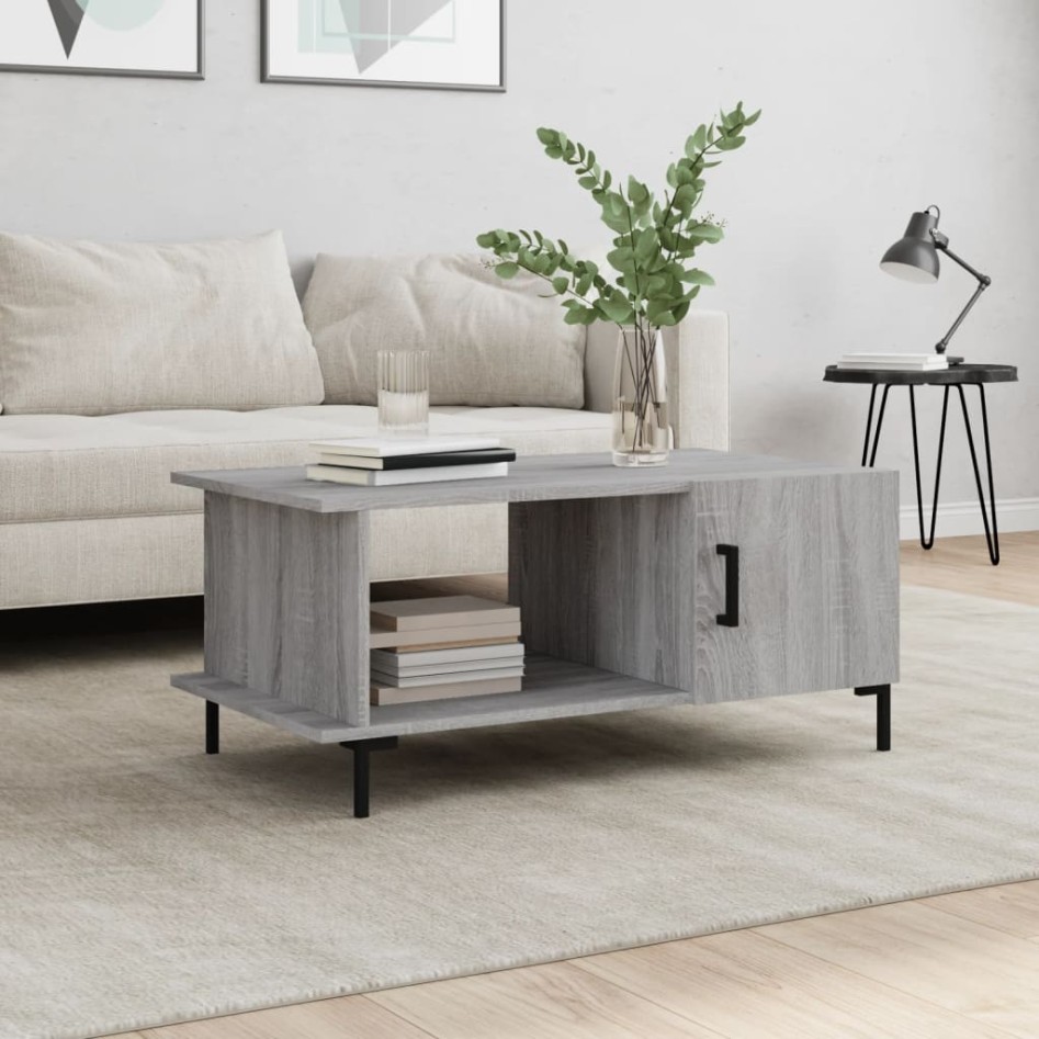 Mesa de centro madera contrachapada gris Sonoma 90x50x40