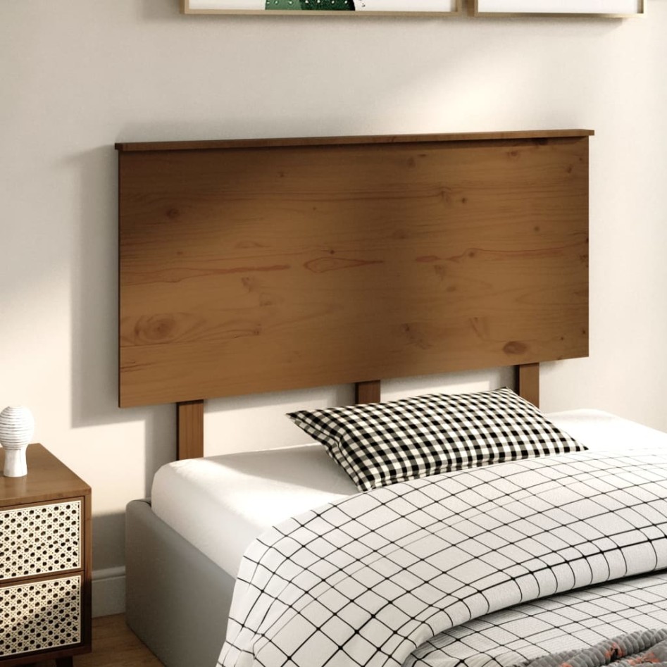 Cabecero de cama madera maciza de pino marrón miel