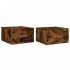 Mesitas de noche de pared 2 uds color roble ahumado 35x35x20