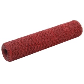 Alambrada de gallinero acero revestimiento PVC rojo 25x0,75